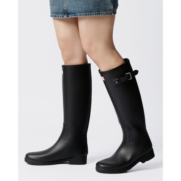 Hunter Womens Refined Slim Fit Rain Boots - 7 Black - Picture 1 of 5